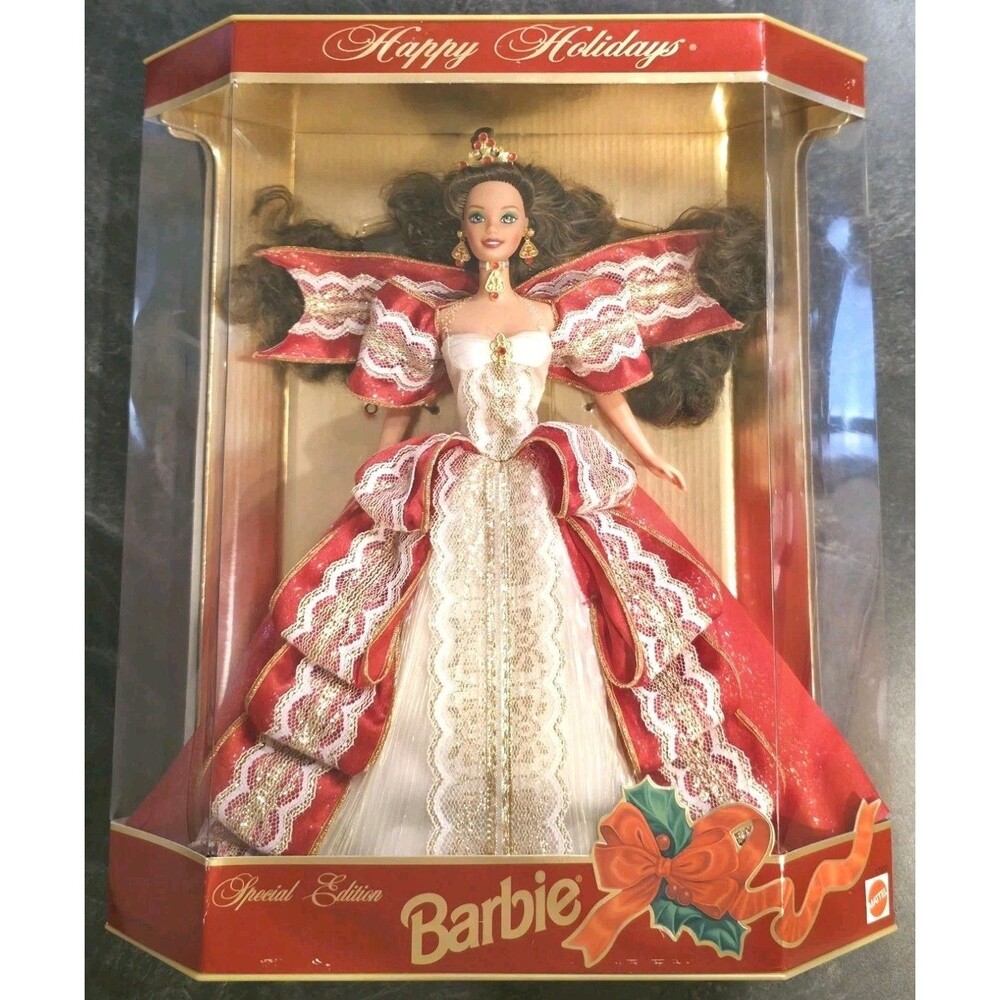 1997 Happy Holidays Barbie Green Eyes Variant NRFB Special Edition Mattel